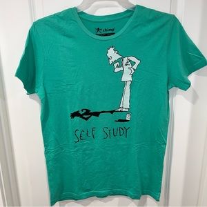 Rare chimp graphic T-shirt medium guys green self study 100% organic cotton